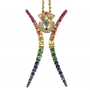 THE FREE LOVE BIRD VIEW MAN, Glass Rhinestone Pendant