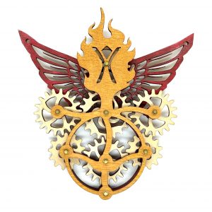 Gears, Wings, Man and Fire, Pendant Prototype